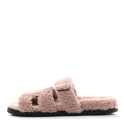 Hermes Woolskin Womens Chypre Sandals 40 Bois De Santal 1 of 8