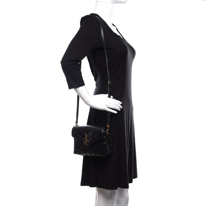 Saint Laurent Calfskin Y Quilted Monogram Toy Loulou Crossbody Bag Black 2 of 11