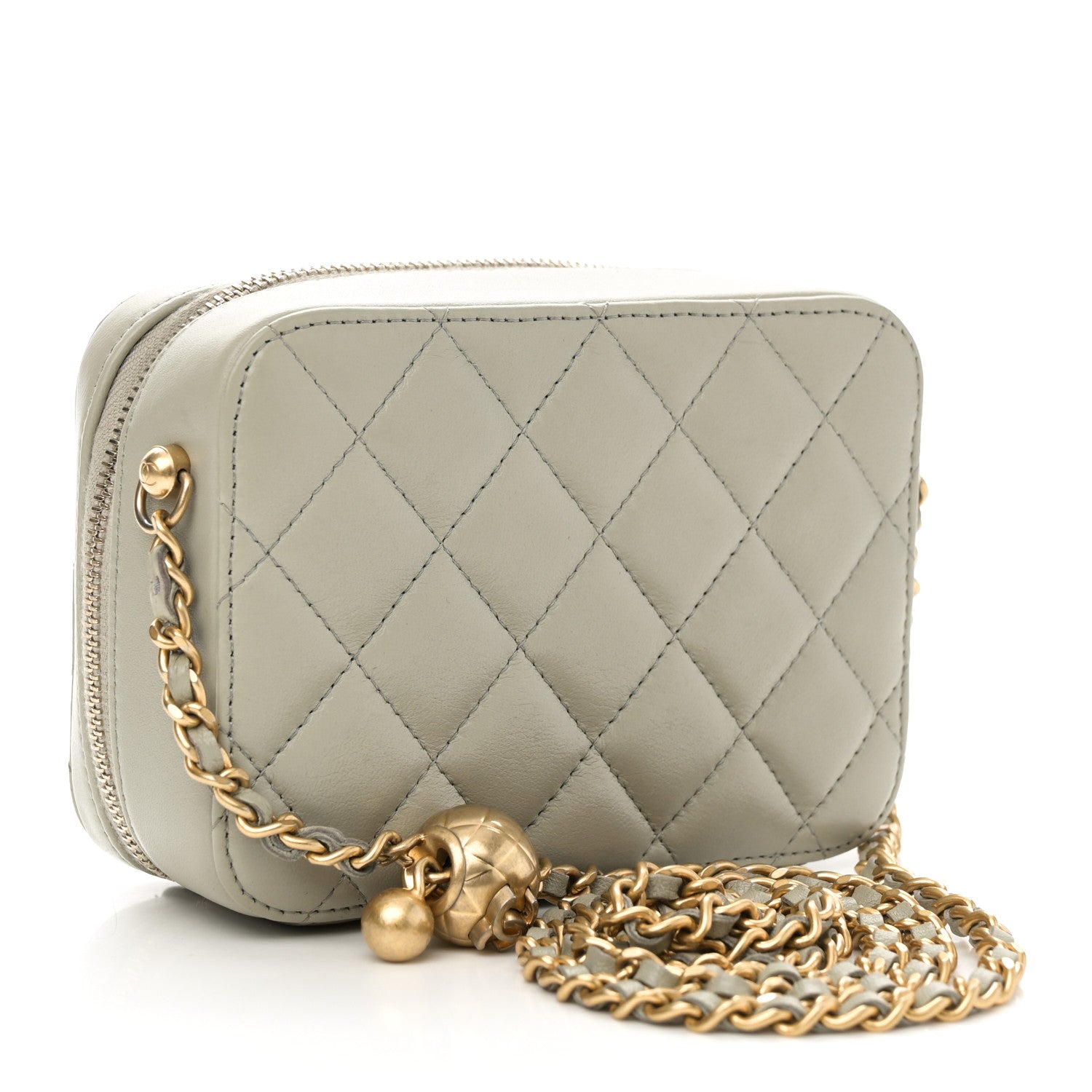 Chanel Lambskin Quilted CC Pearl Crush Camera Case Grey 1739992