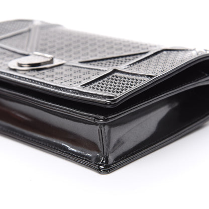 Christian Dior Metallic Patent Micro-Cannage Diorama Wallet on Chain Pouch Onyx Black 8 of 10