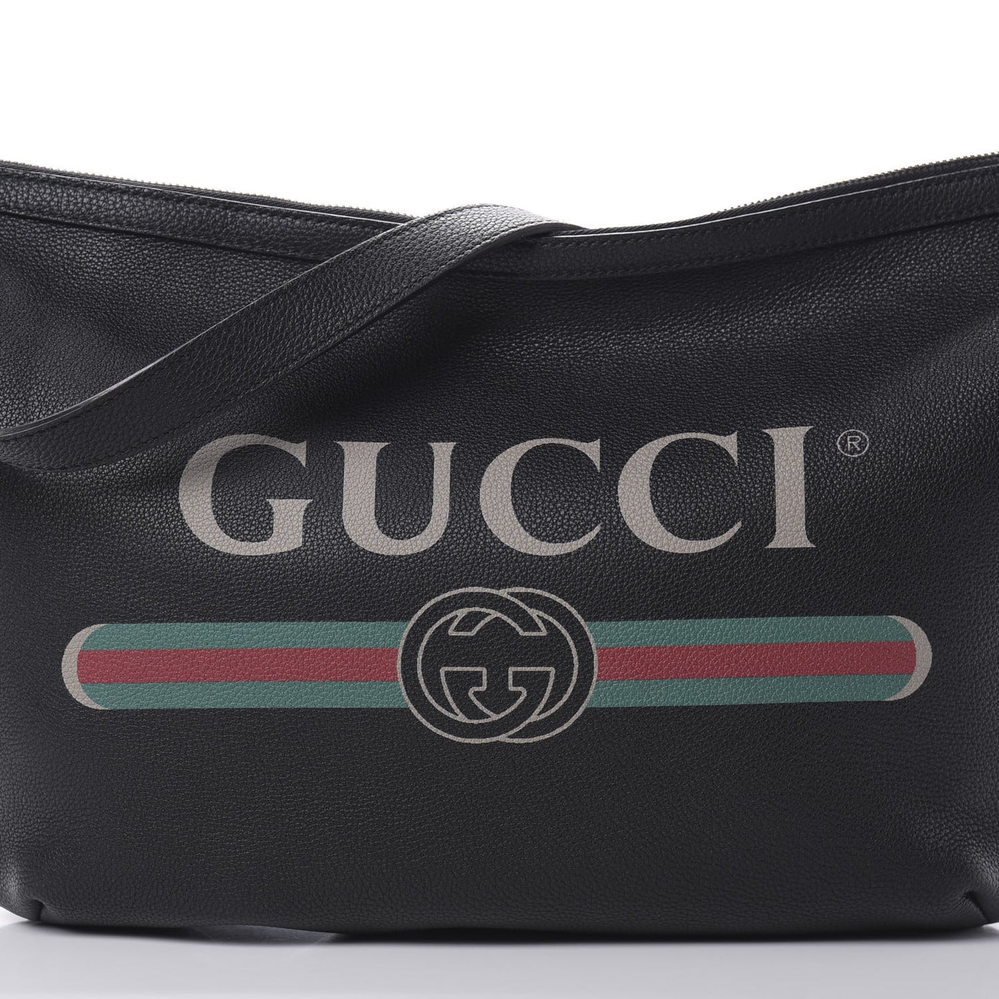 Grained Calfskin Logo Half Moon Hobo Black