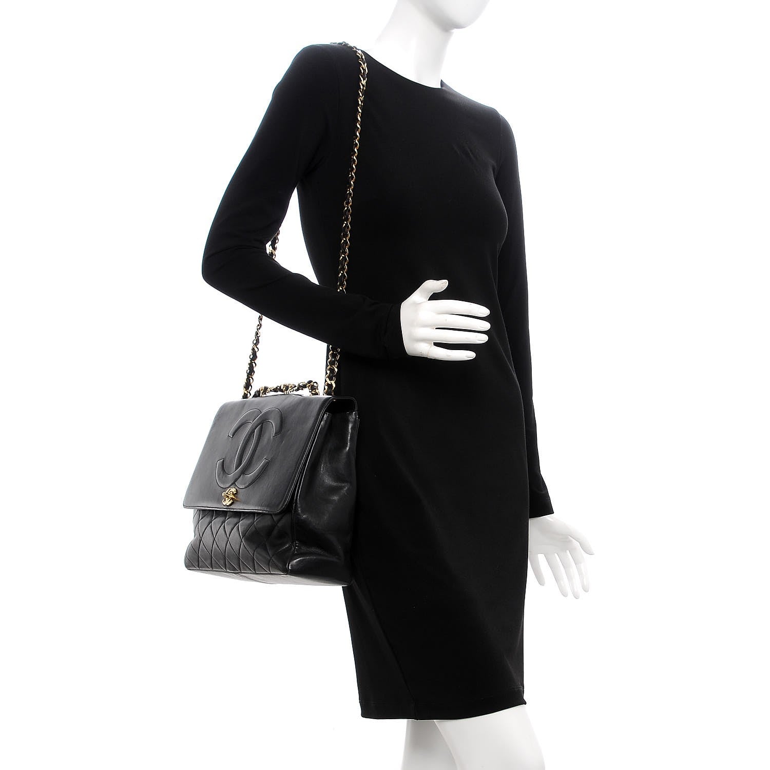 Chanel Lambskin Quilted XL Jumbo Single Flap Black 3 of 21