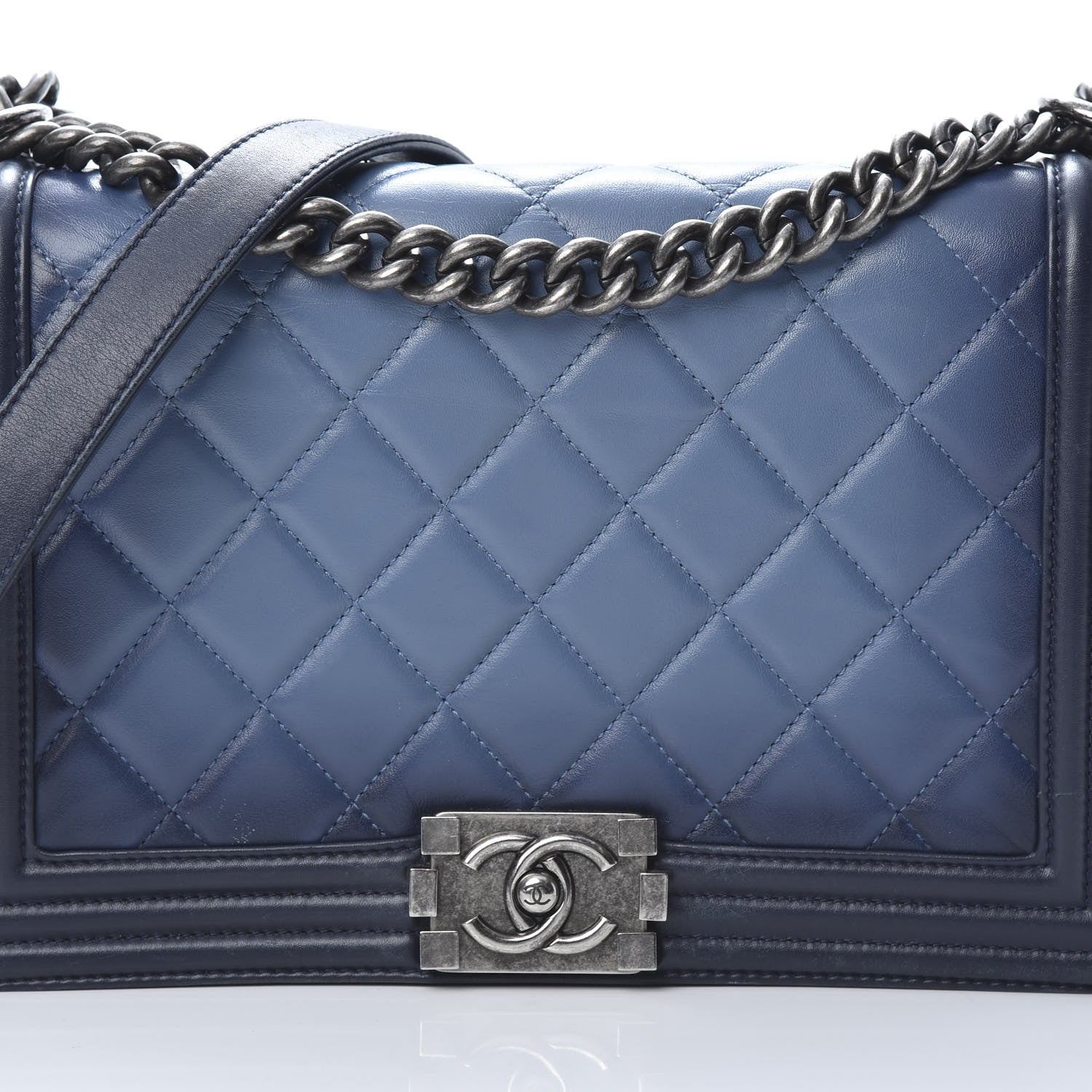Chanel Calfskin Ombre Faded Quilted New Medium Boy Flap Blue 8 of 16