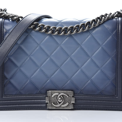 Chanel Calfskin Ombre Faded Quilted New Medium Boy Flap Blue 8 of 16
