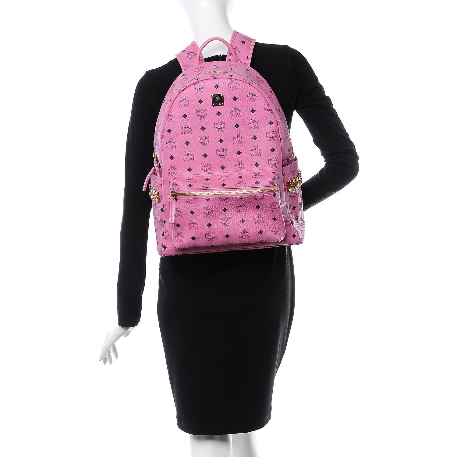 MCM Visetos Medium Side Studs Stark Backpack Pink 2 of 12
