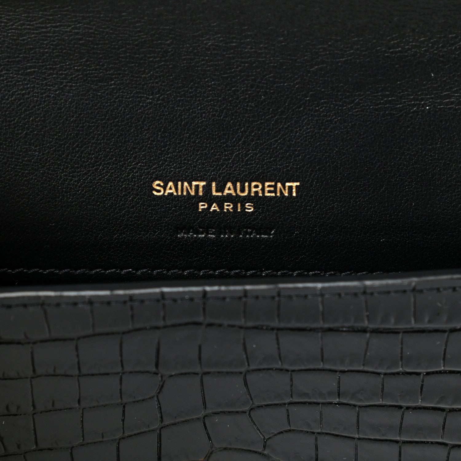 Saint Laurent Crocodile Embossed Monogram Phone Holder Crossbody Black 6 of 11