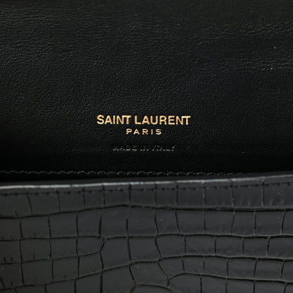 Saint Laurent Crocodile Embossed Monogram Phone Holder Crossbody Black 6 of 11