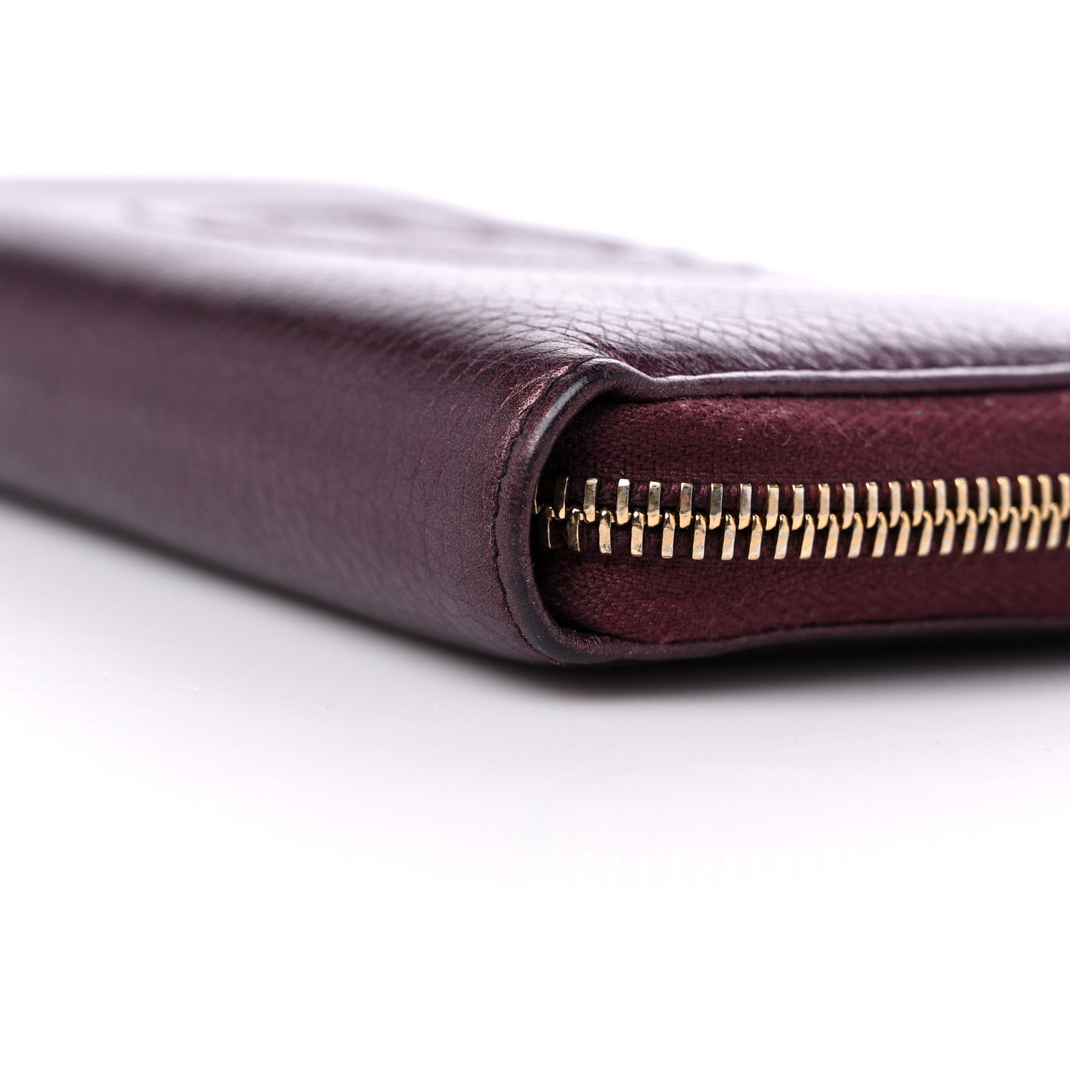 Gucci Metallic Cellarius Calfskin Soho Zip Around Wallet Classic Burgundy 9 of 11
