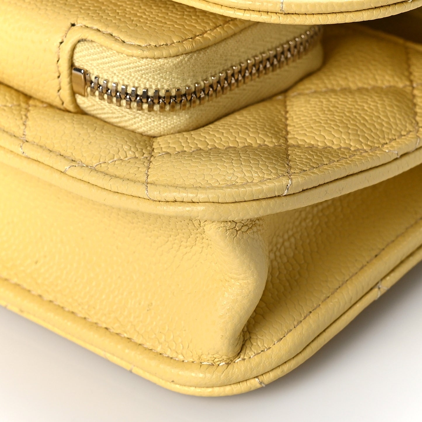 Caviar Quilted Business Affinity Clutch With Chain Flap Yellow