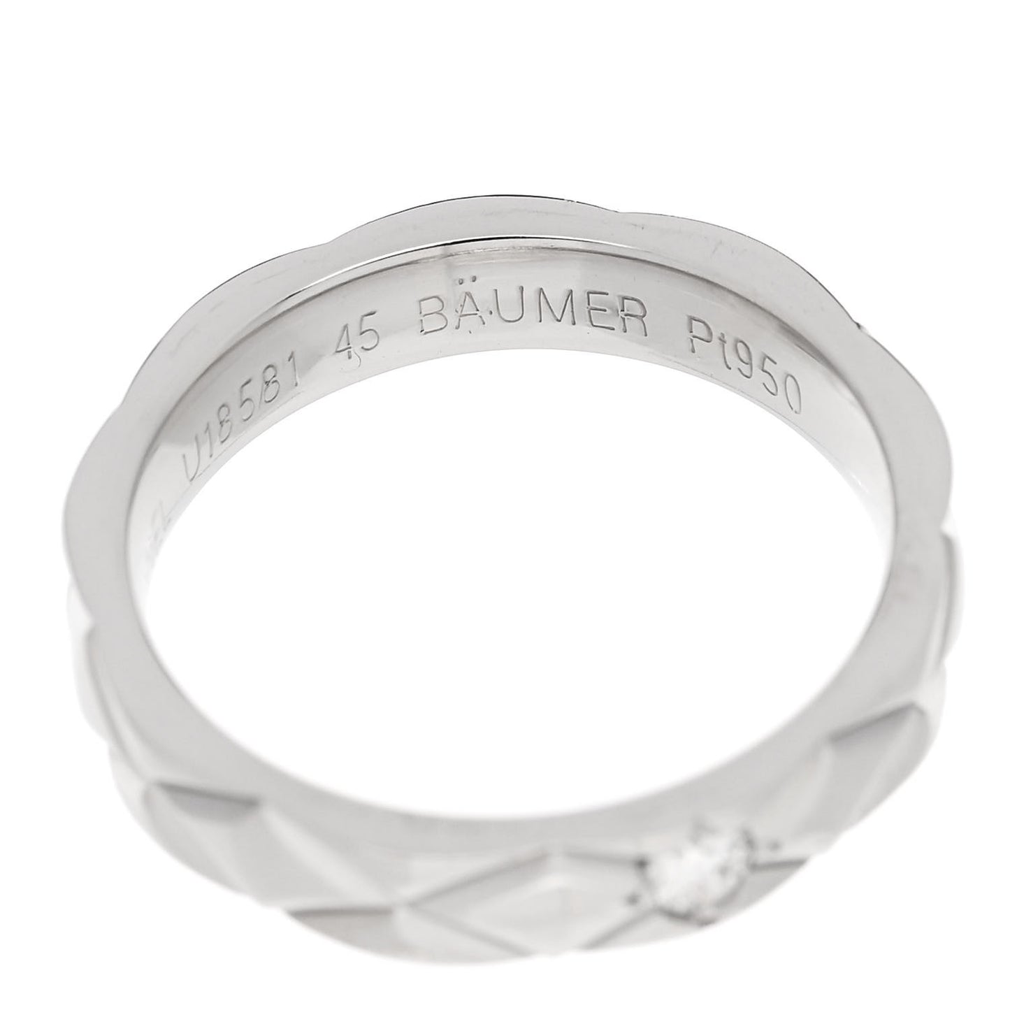 Platinum Diamond Small Matelasse Solitaire Ring 45 3.25
