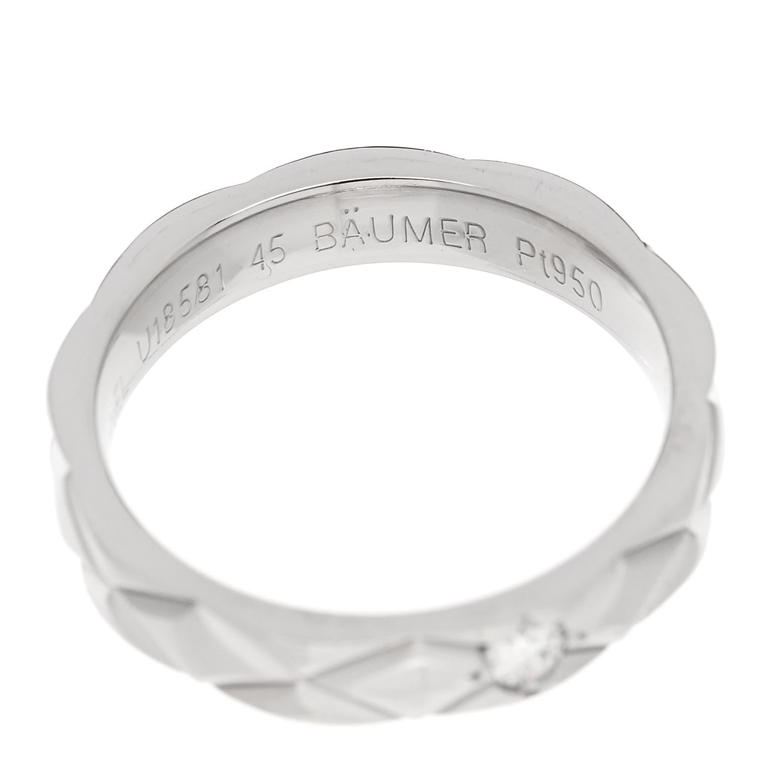 Chanel Platinum Diamond Small Matelasse Solitaire Ring 45 3.25 5 of 5