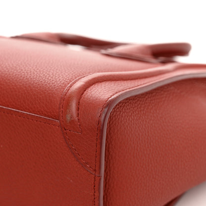 Celine Drummed Calfskin Nano Luggage Red 12 of 17