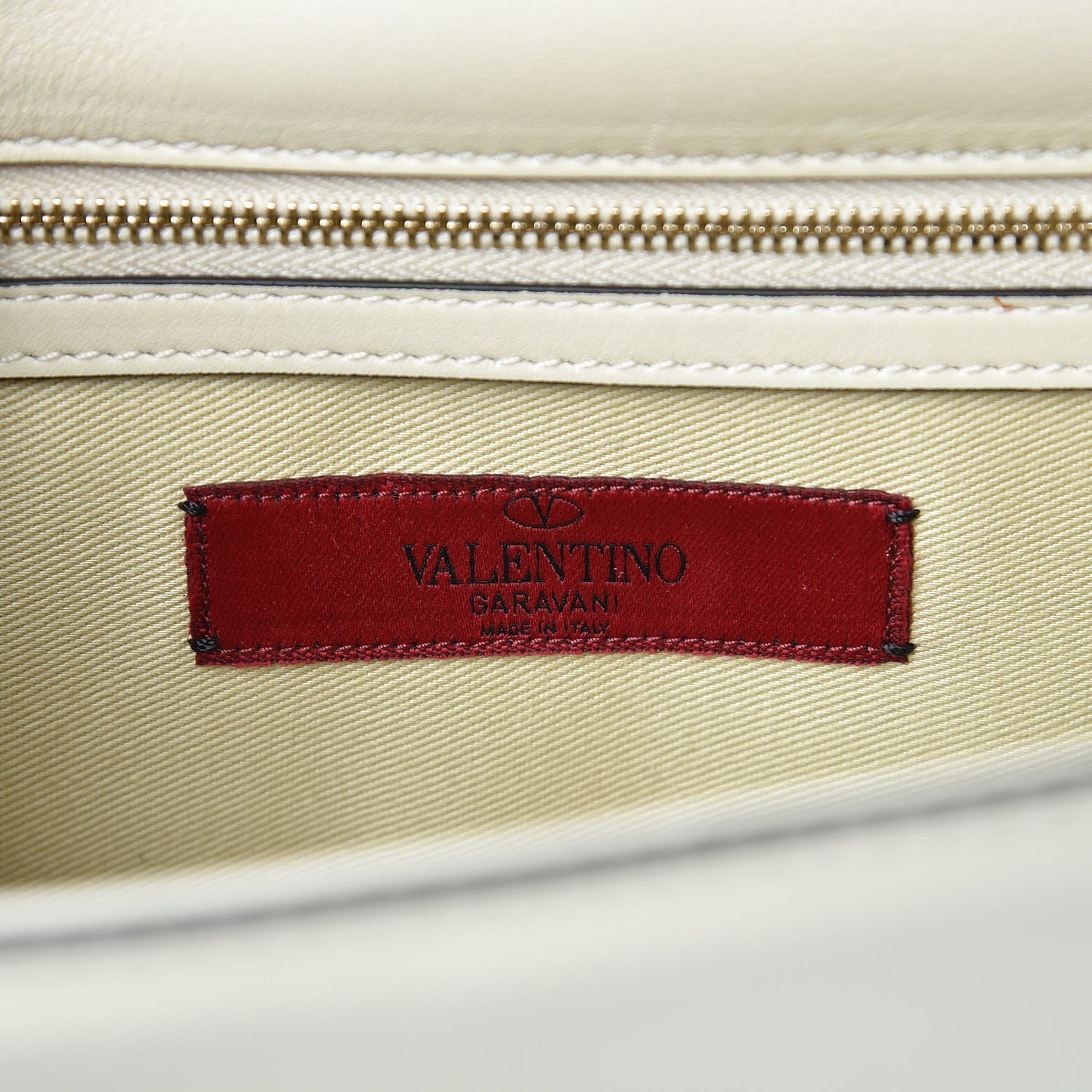 Vitello Medium Glam Lock Rockstud Flap Light Ivory