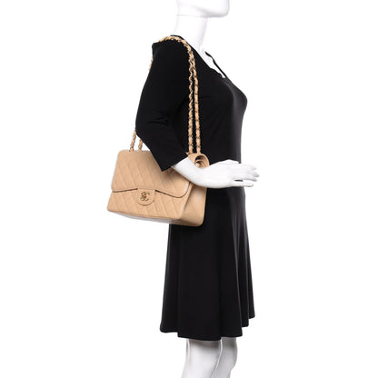Chanel Caviar Quilted Jumbo Double Flap Light Beige 2 of 11