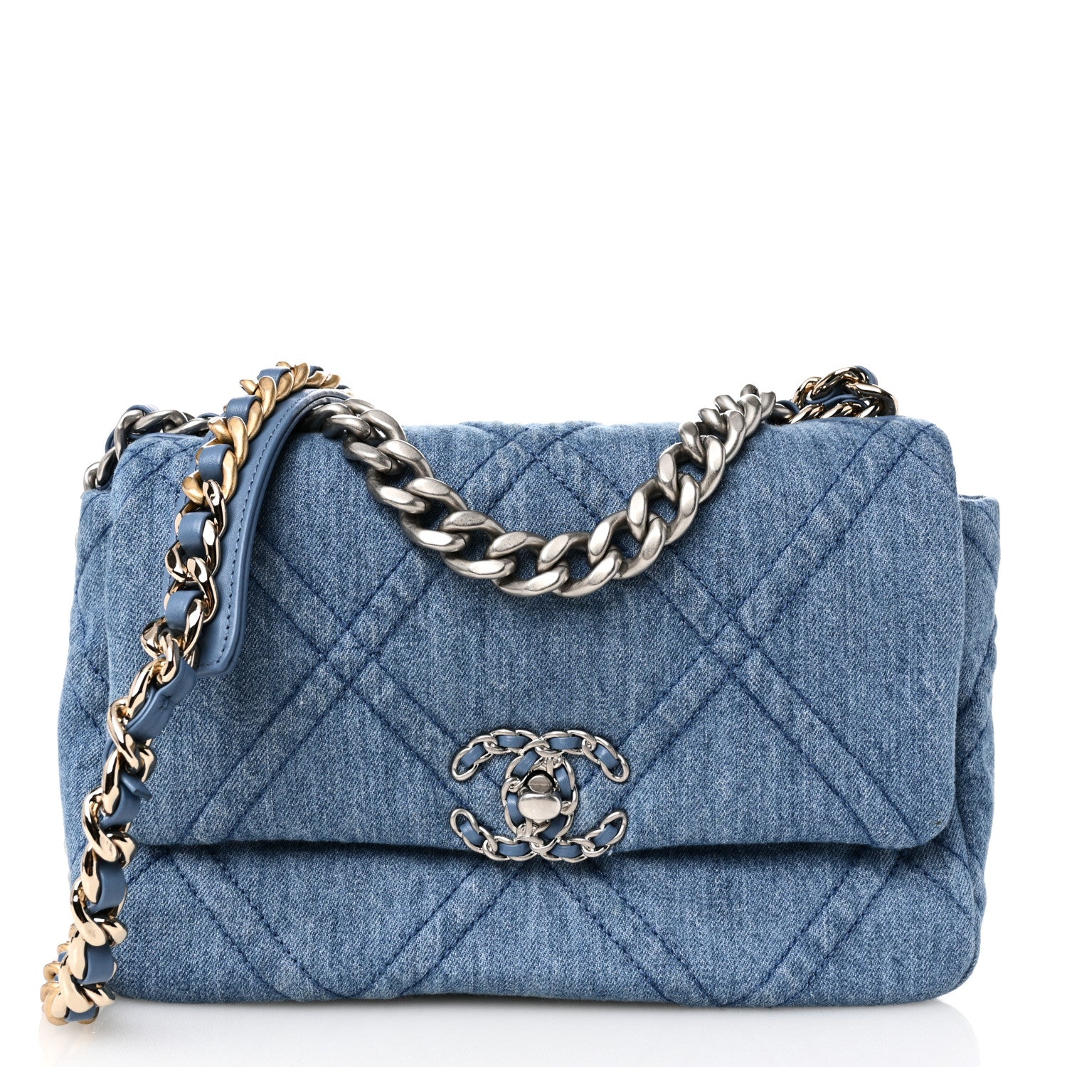Chanel Denim Quilted Medium Chanel 19 Flap Blue 1 of 10