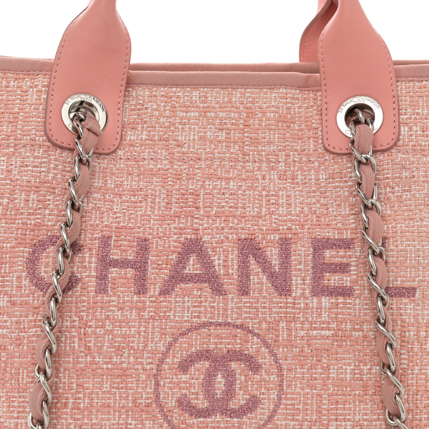Straw Lurex Medium Deauville Tote Pink