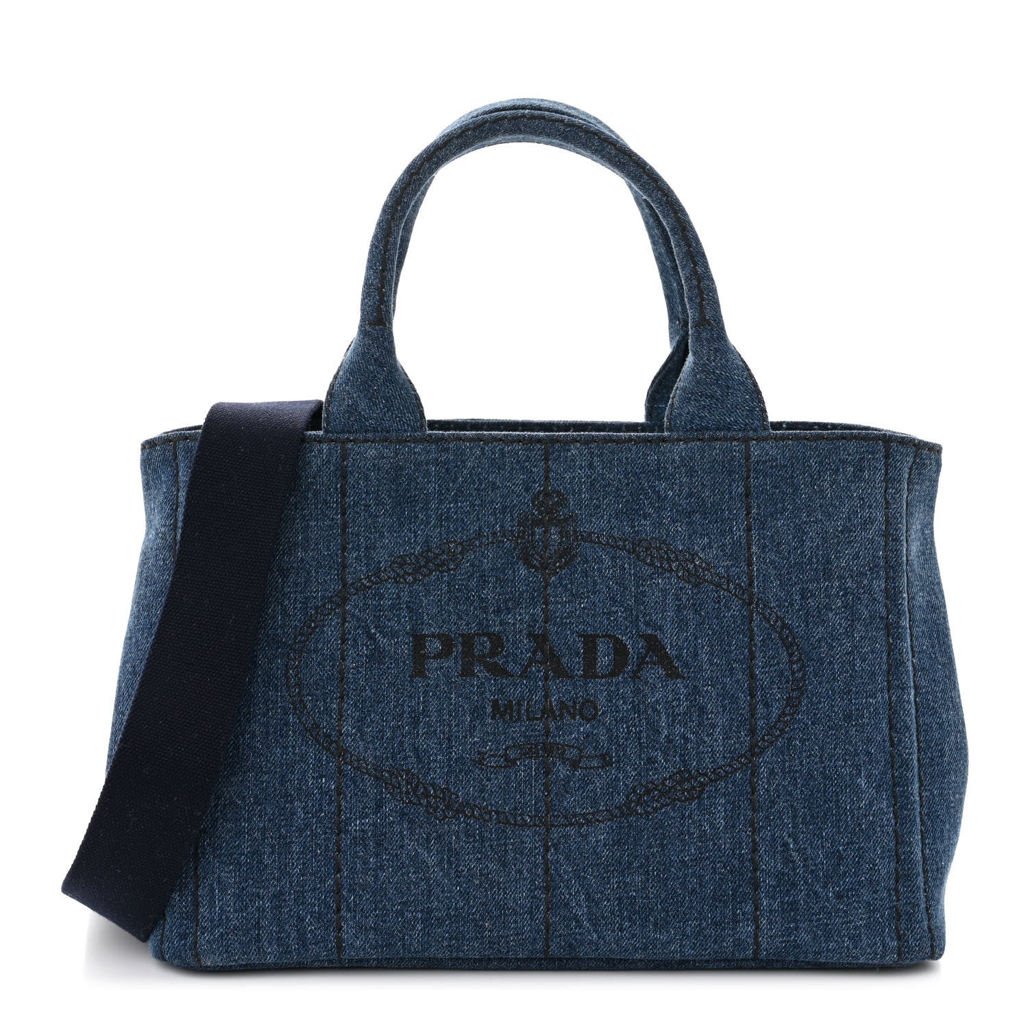 Prada Denim Small Logo Tote Bleu 1 of 11