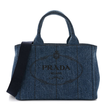 Prada Denim Small Logo Tote Bleu 1 of 11