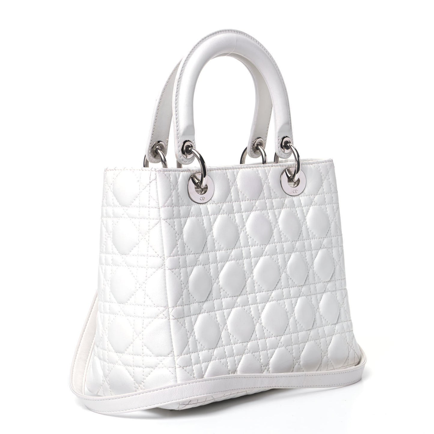 Lambskin Cannage Medium Lady Dior White