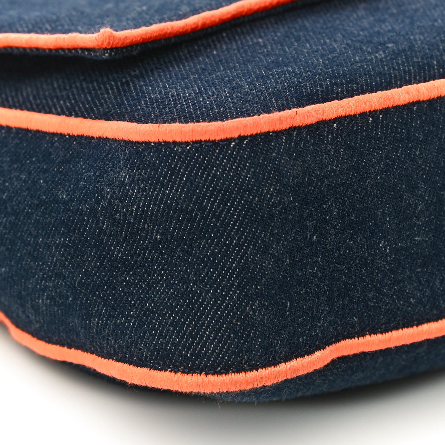 Fendi Denim Large Baguette Blue Arancio Fluo 7 of 10