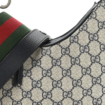Gucci GG Supreme Monogram Textured Calfskin Web Small Attache Shoulder Bag Beige Blue 14 of 21