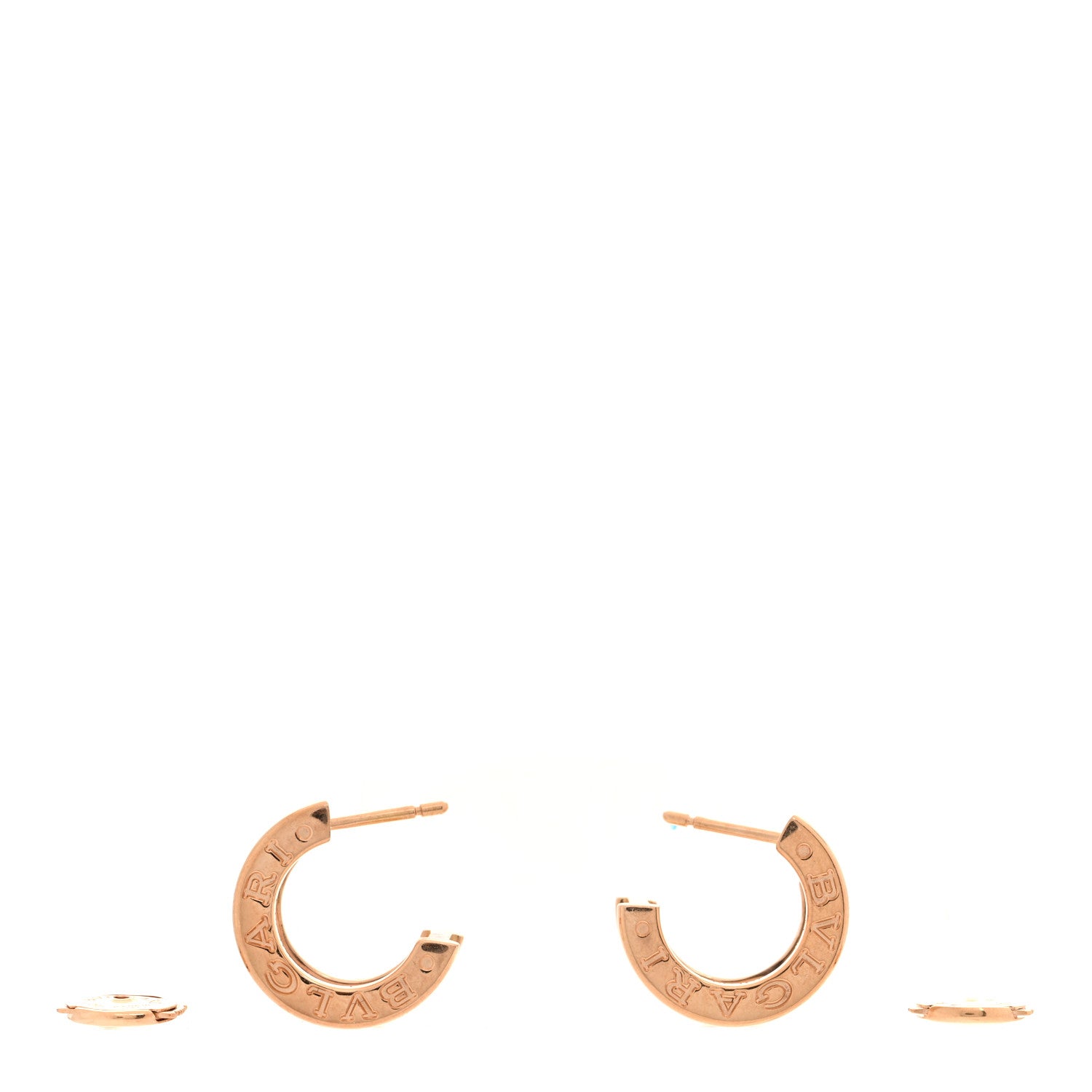 Bulgari 18K Rose Gold White Ceramic B.Zero1 Hoop Earrings 3 of 4
