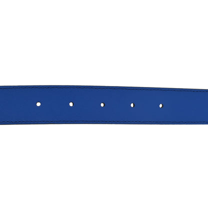 Gucci GG Supreme Monogram Plutone Calfskin Enamel Double G 30mm Belt 85 34 Black Metal Blue 4 of 5