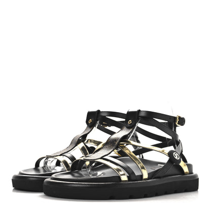 Louis Vuitton Patent Calfskin Monogram Pool Pillow Comfort Sandals 39 Gold Black Brown 4 of 9