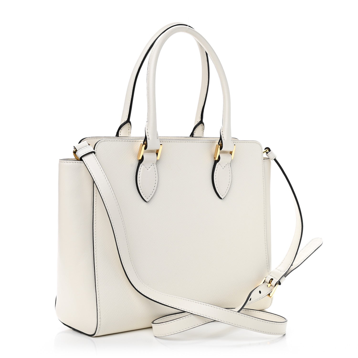 Prada Saffiano Soft Calfskin Small Zippered Tote White 3 of 10