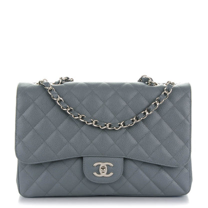 Chanel Caviar Quilted Jumbo Single Flap Grey 1 of 8