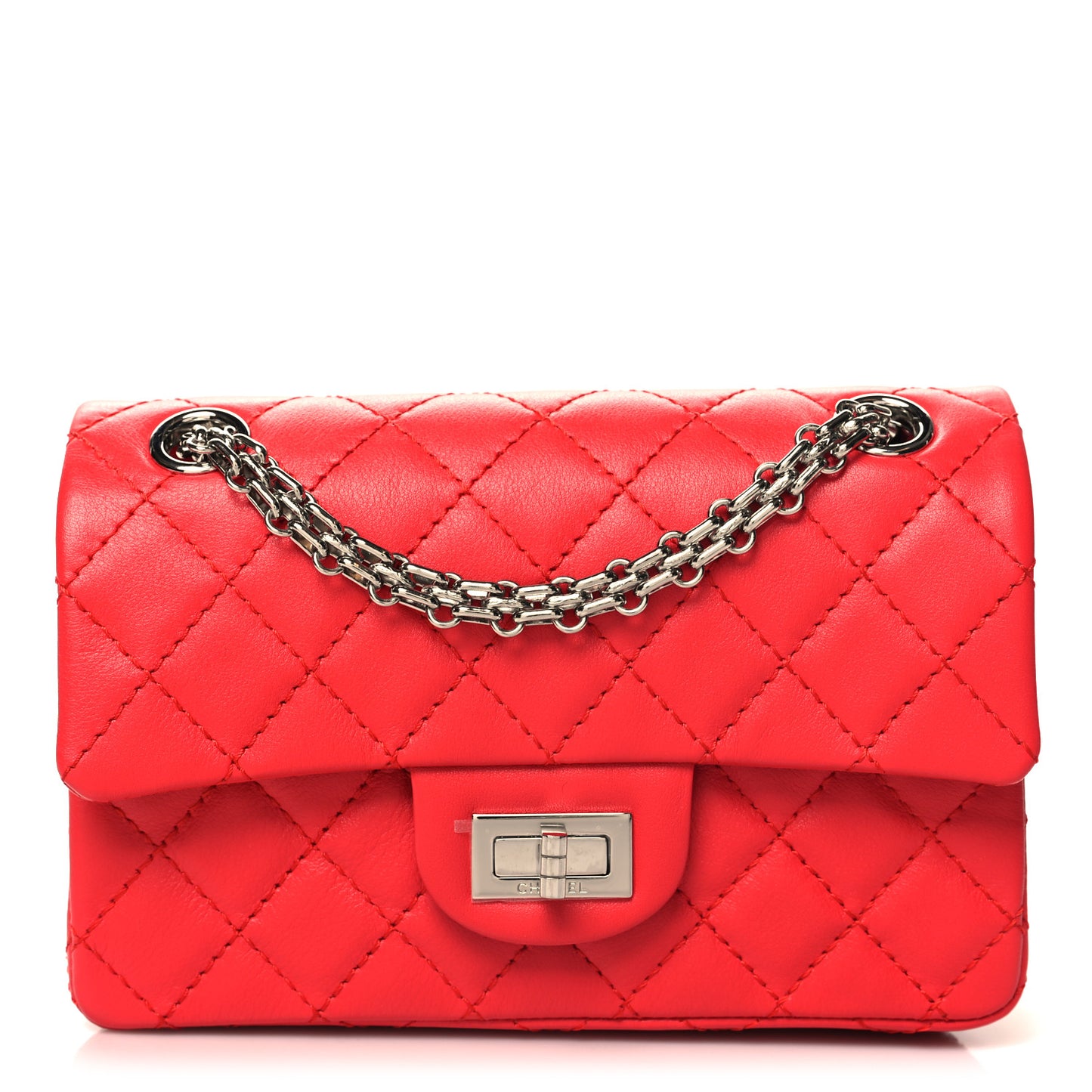 Calfskin Quilted 2.55 Reissue Mini Flap Dark Red
