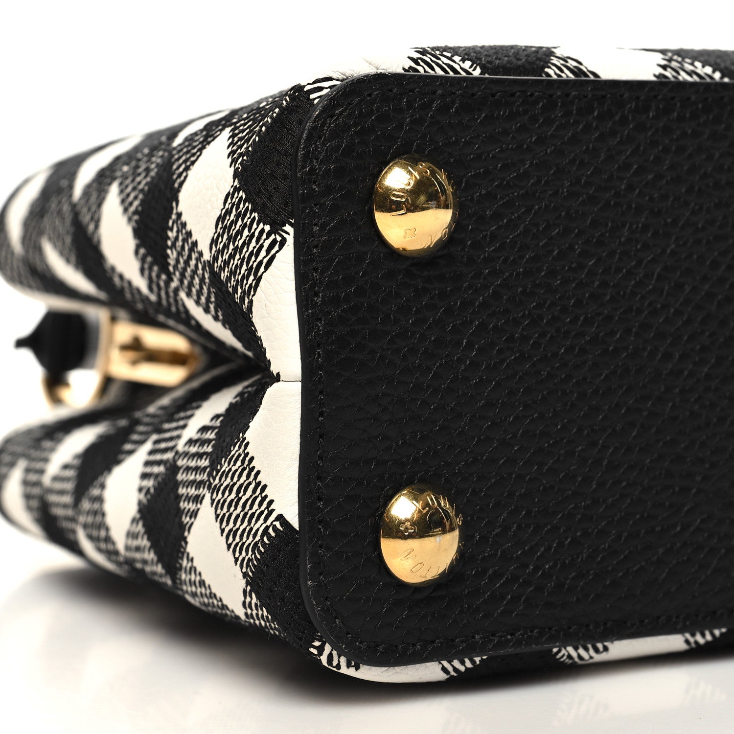 Louis Vuitton Taurillon Embroidered Vichy Capucines BB Black White 8 of 9