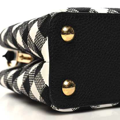 Louis Vuitton Taurillon Embroidered Vichy Capucines BB Black White 8 of 9