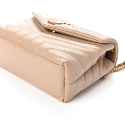 Saint Laurent Calfskin Y Quilted Monogram Small Loulou Chain Satchel Dark Beige 8 of 9