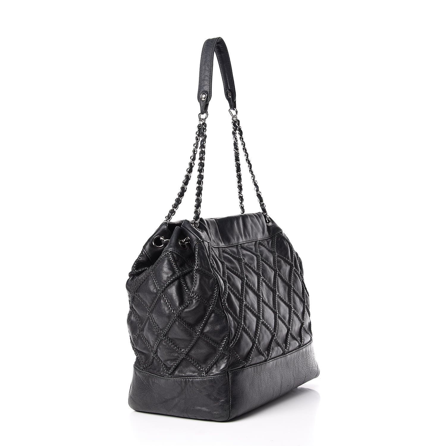 Chanel Lambskin Stitched Accordion Shoulder Bag Black 3 of 17