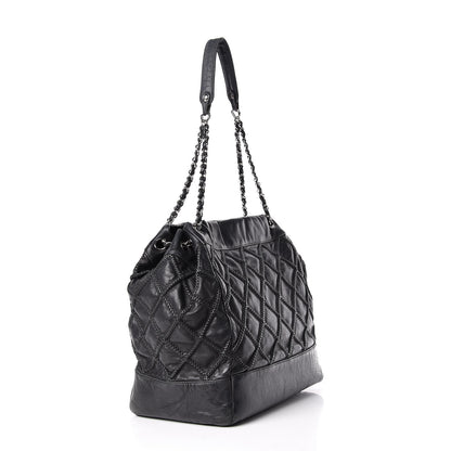 Chanel Lambskin Stitched Accordion Shoulder Bag Black 3 of 17