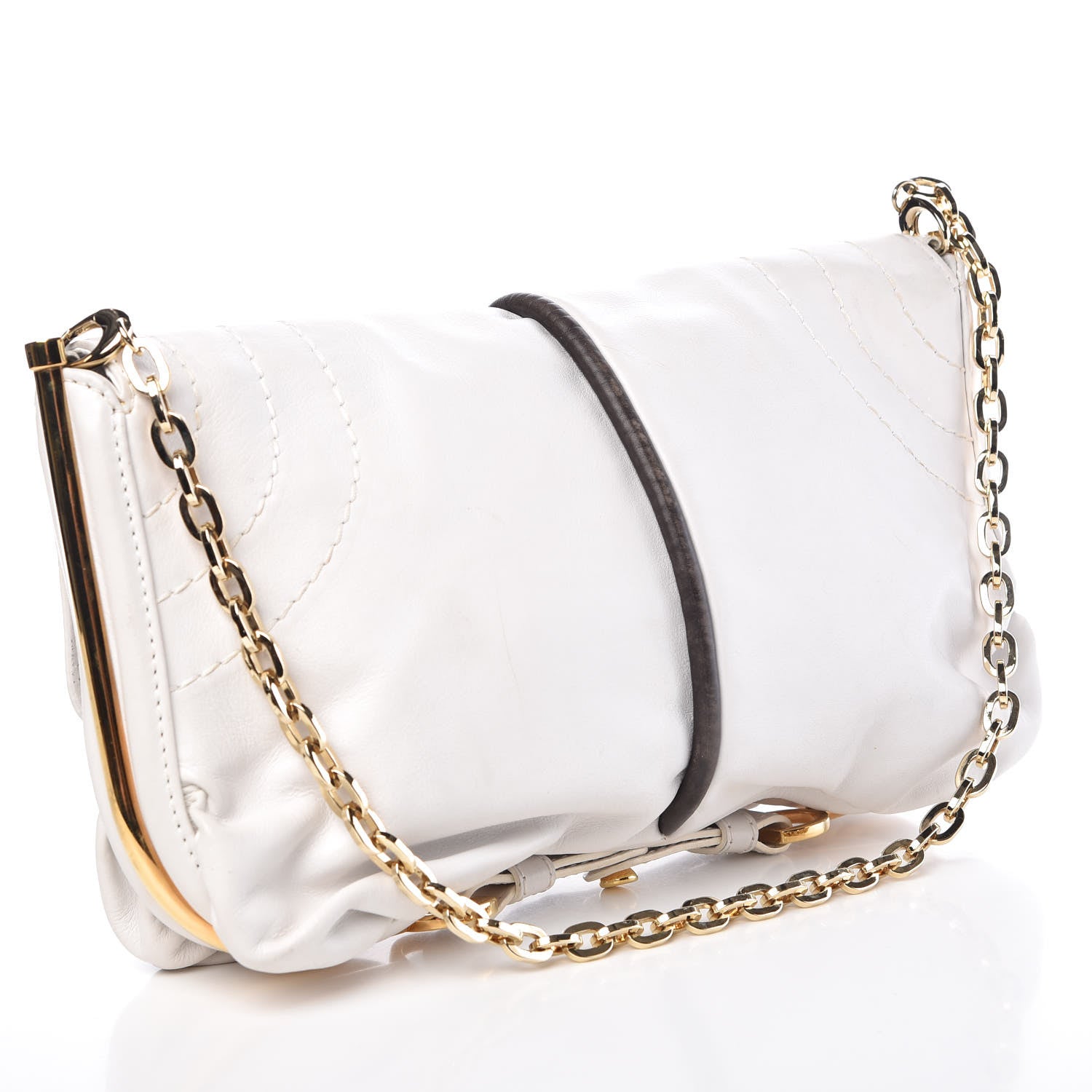 Jimmy Choo Calfskin Flap Shoulder Bag White 3 of 15