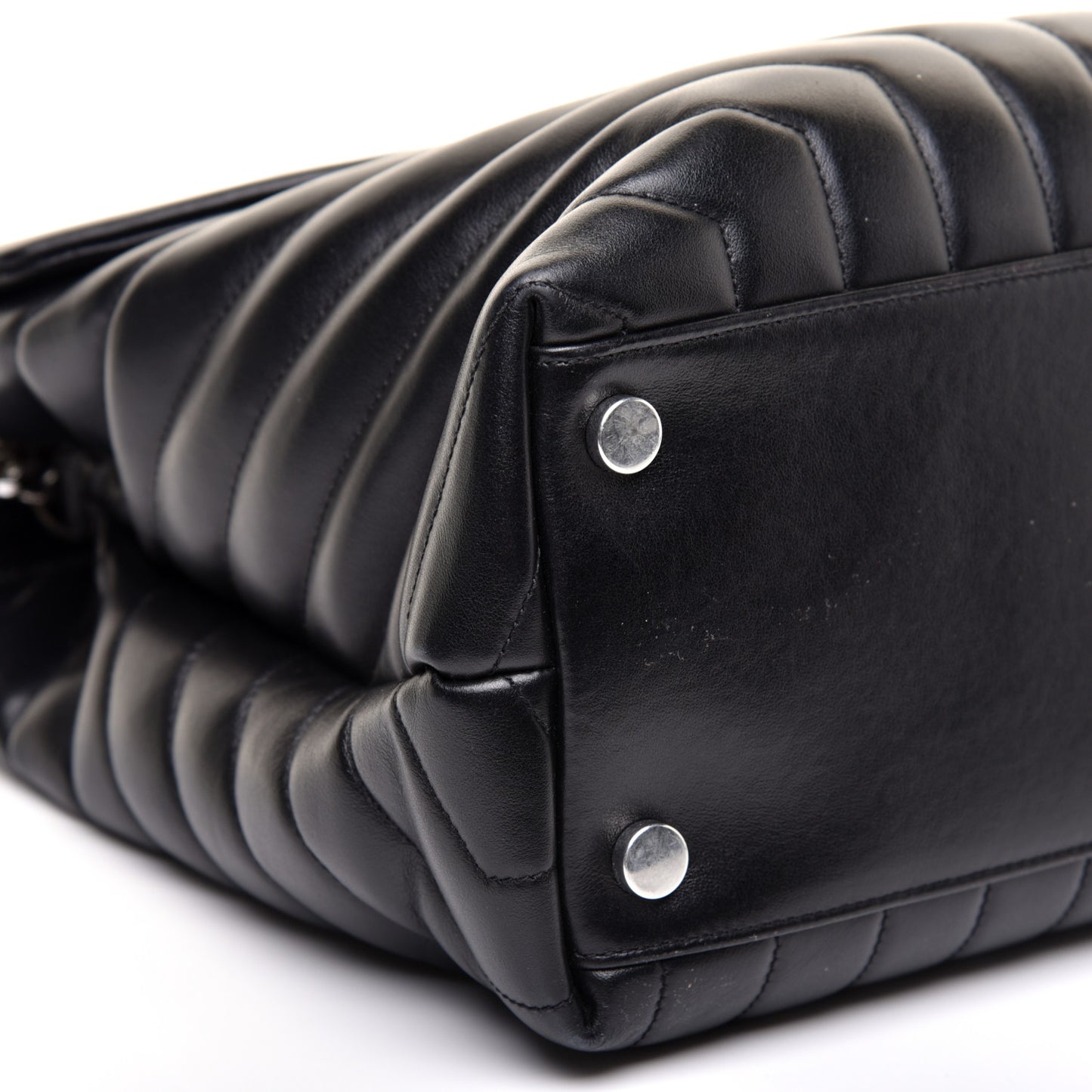 Calfskin Y Quilted Monogram Large Loulou Chain Satchel Black