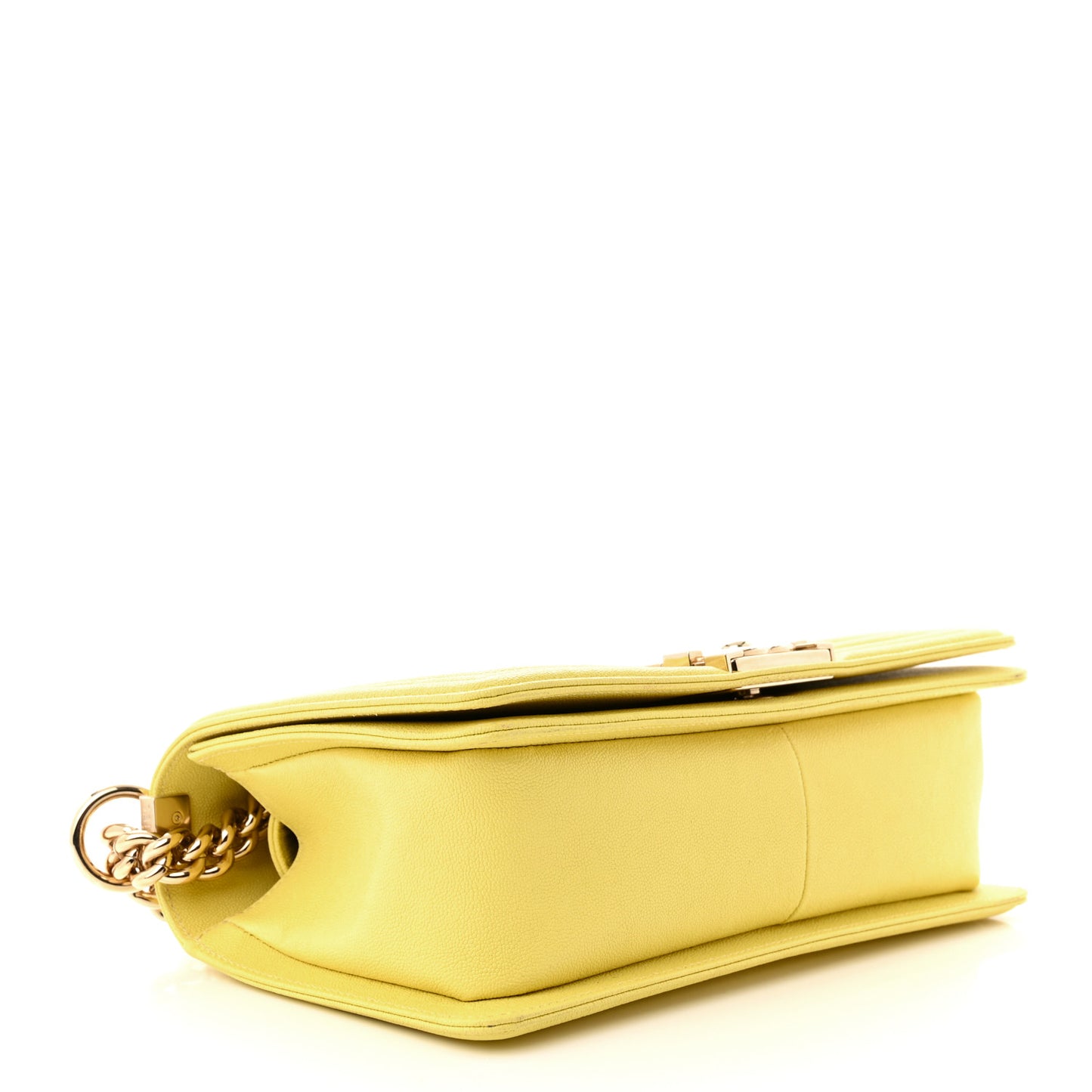 Caviar Chevron Quilted Medium Boy Flap Yellow