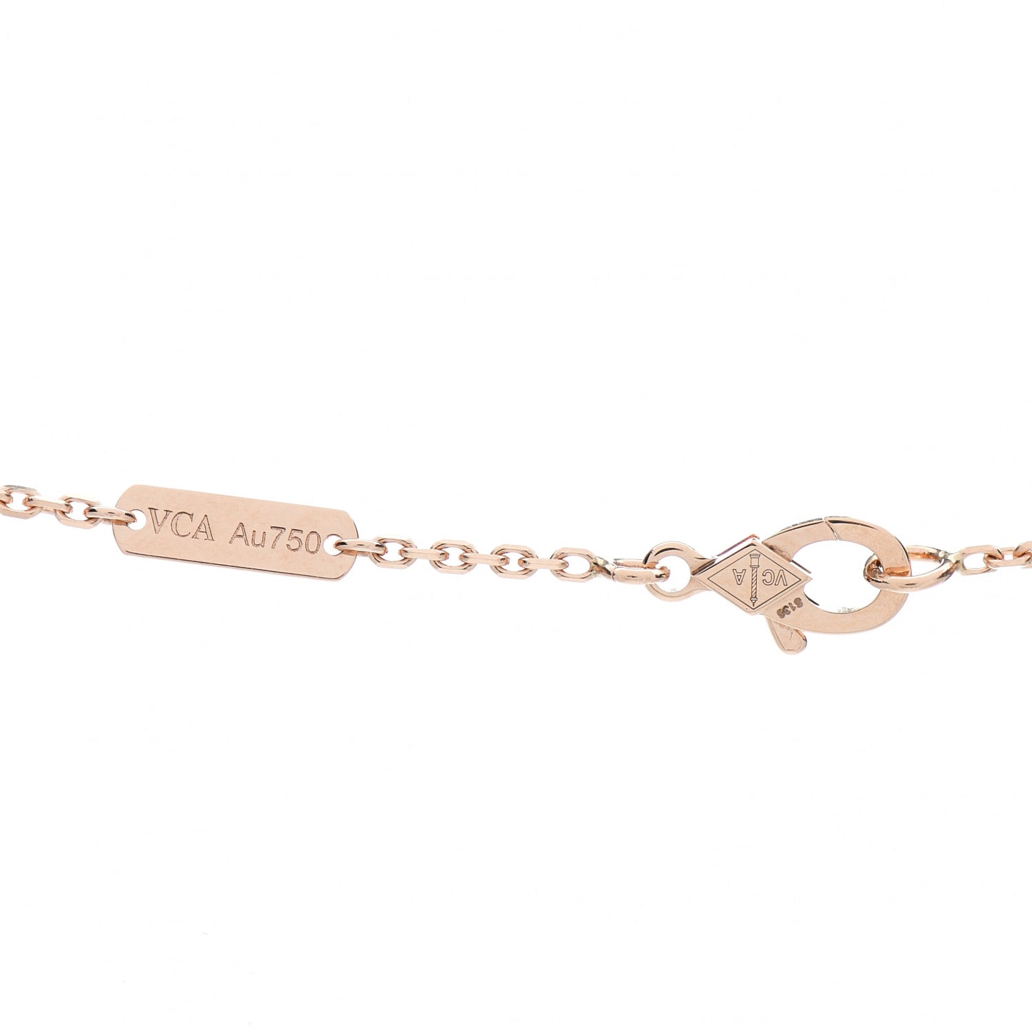 18K Rose Gold Diamond Rhodonite Vintage Alhambra Pendant Necklace