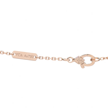 Van Cleef & Arpels 18K Rose Gold Diamond Rhodonite Vintage Alhambra Pendant Necklace 4 of 5