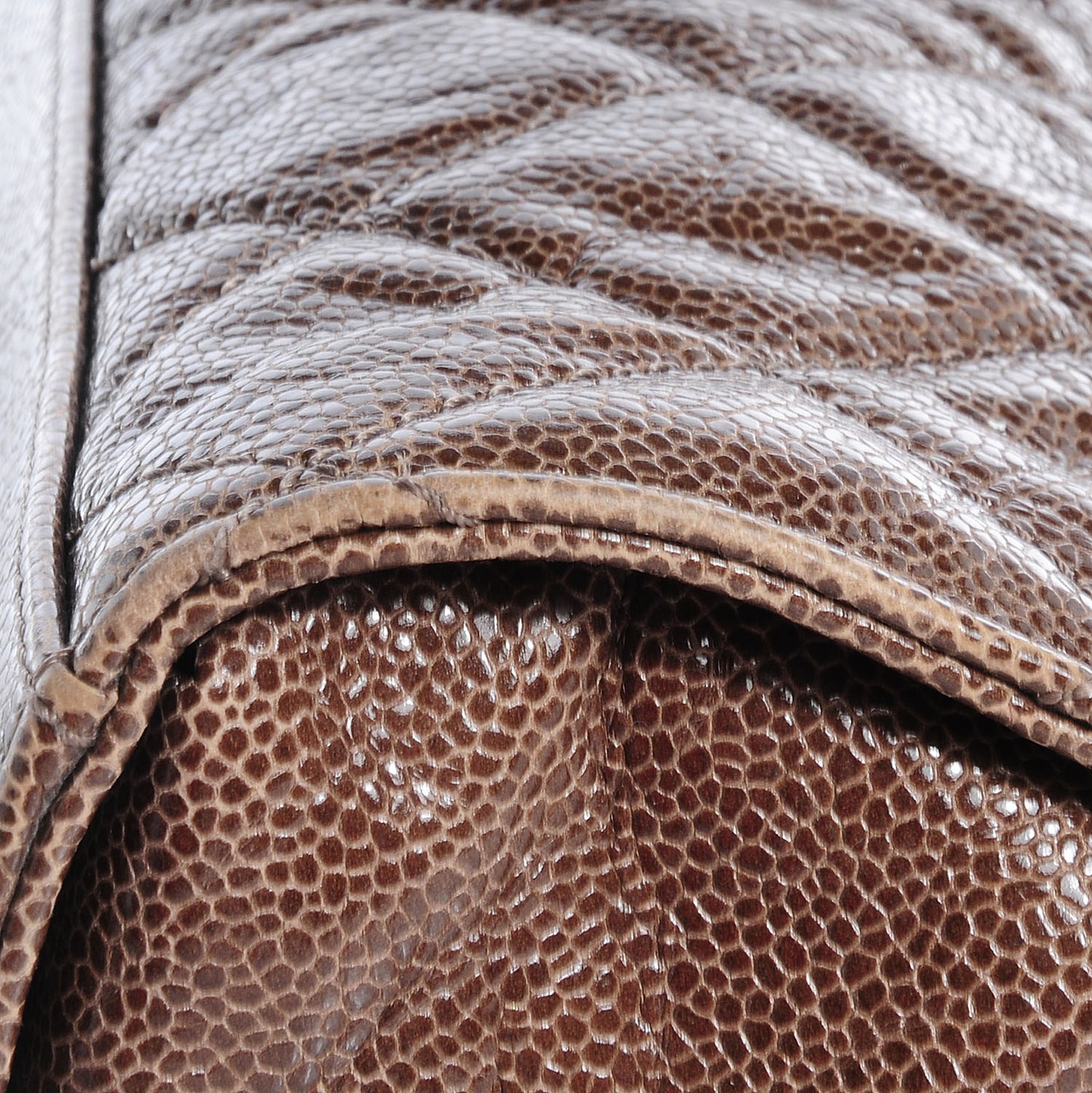 Crumpled Grained Calfskin CC Crave Jumbo Flap Brown