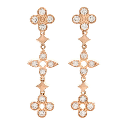 Louis Vuitton 18K Pink Gold Diamond Dentelle One Row Earrings 1 of 4