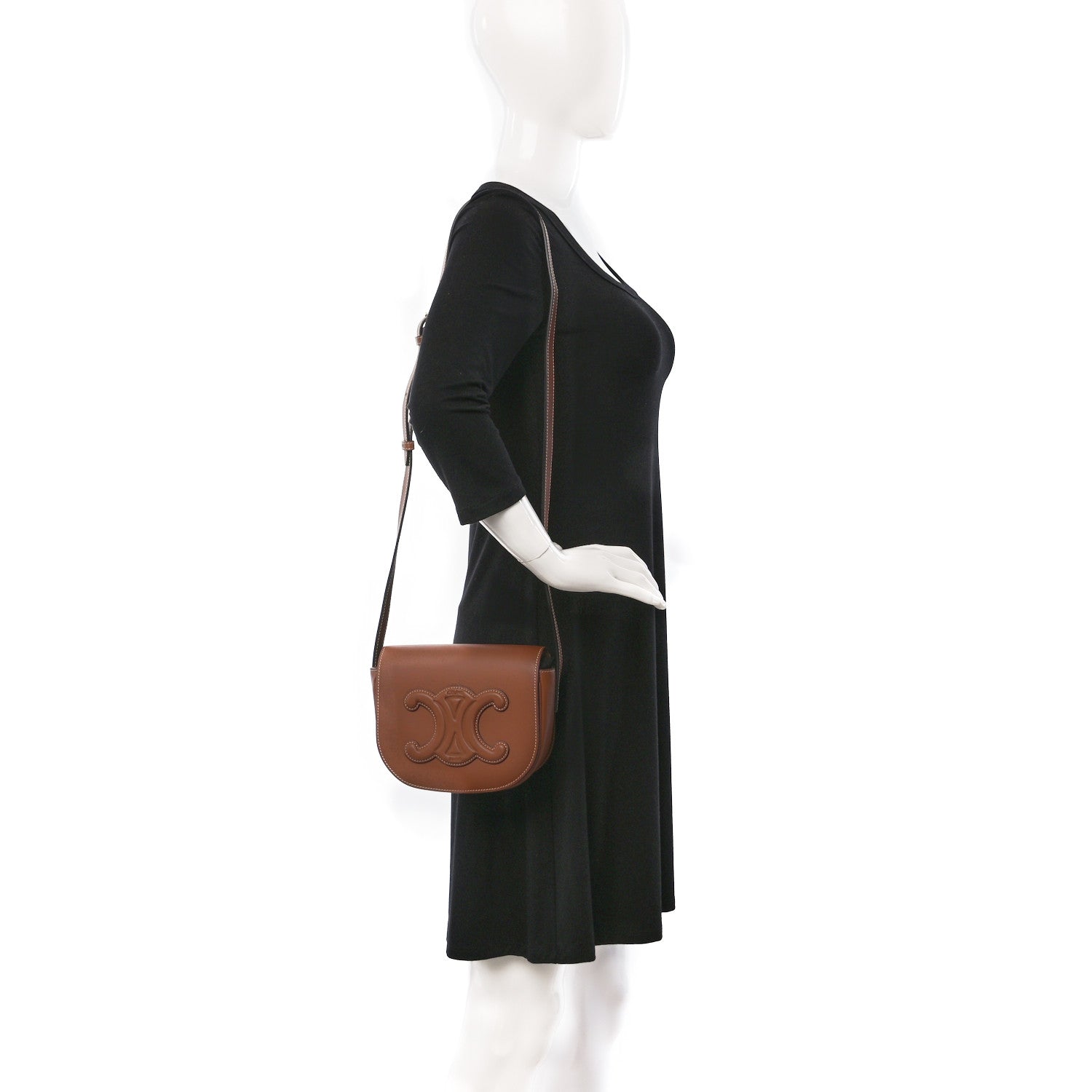 Celine Smooth Calfskin Cuir Triomphe Folco Crossbody Bag Tan 2 of 10