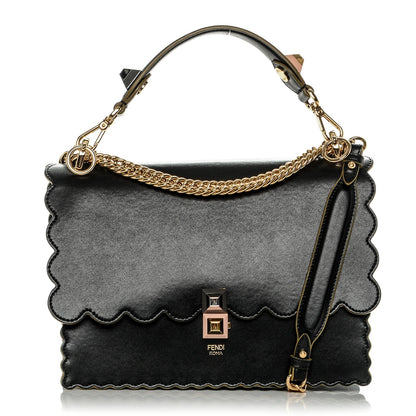 Fendi Vitello Liberty Scalloped Studded Kan I Shoulder Bag Black 1 of 7