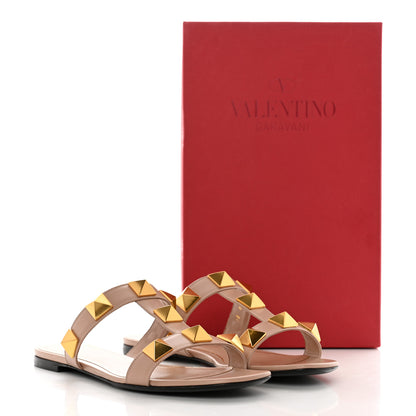 Valentino Garavani Calfskin Roman Stud Flat Slide Sandals 39.5 Rose Cannelle 14 of 14