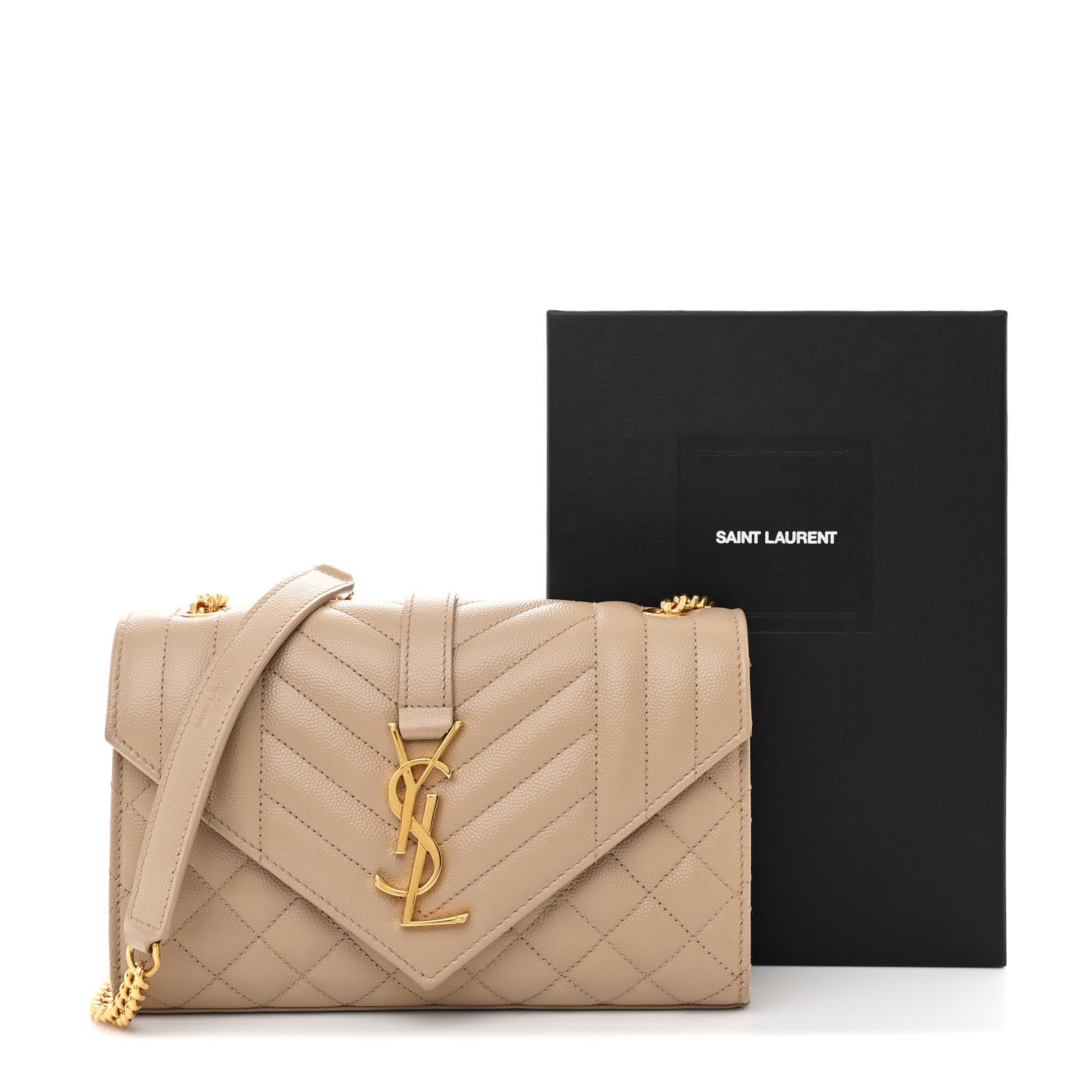 Saint Laurent Grain De Poudre Textured Mixed Matelasse Triquilt Small Monogram Satchel Dark Beige 11 of 11