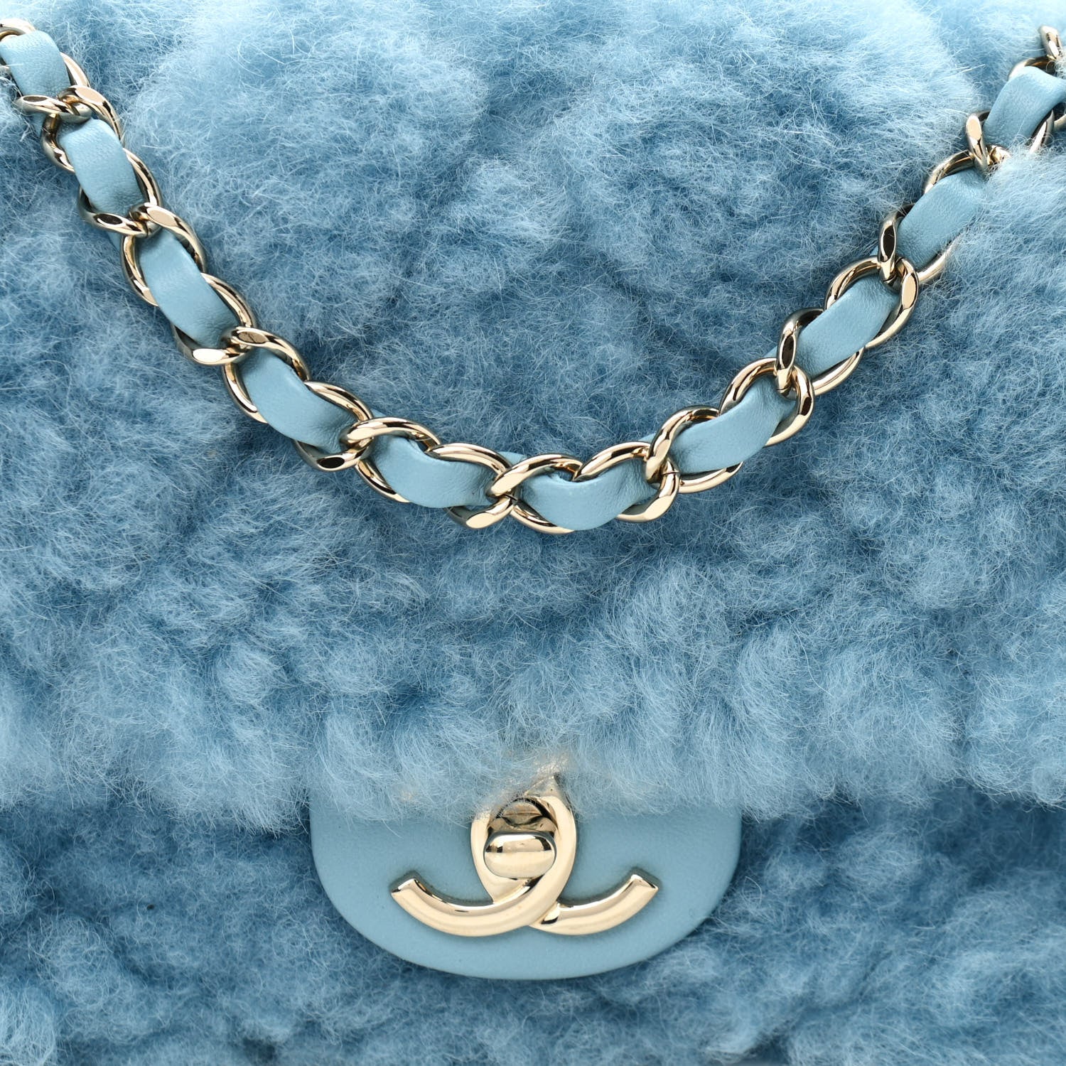 Chanel Shearling Lambskin Quilted Flap Blue 8 of 10