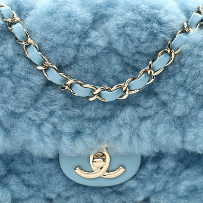 Chanel Shearling Lambskin Quilted Flap Blue 8 of 10