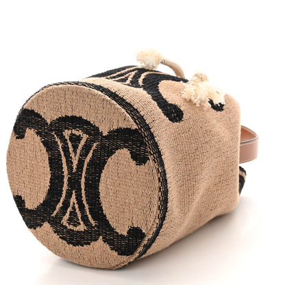 Celine Canvas Calfskin Triomphe Teen Drawstring Bag White Black 9 of 9